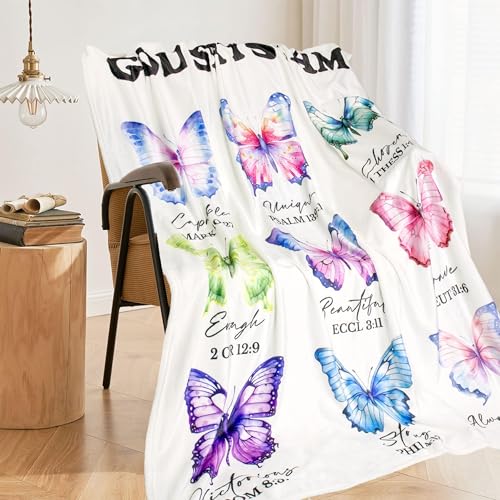 Inspirational Christian Throw Blanket for Women, Soft Fleece Bible Verse Gift