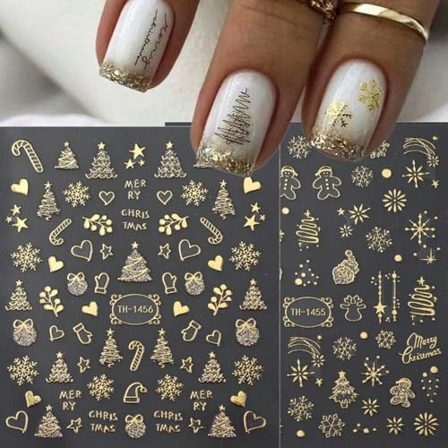 Christmas Nail Art Stickers 4 Sheets Self-Adhesive Winter Decals