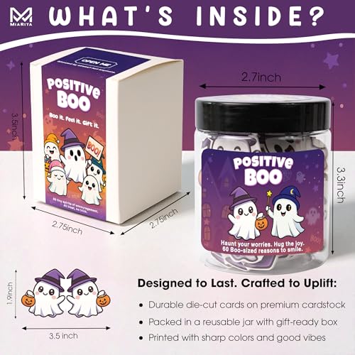 Positive Boo Jar - 60 Cute Ghost Affirmation Cards for Halloween