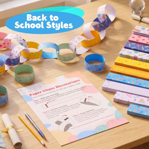 500 Peel-and-Stick Paper Chain Strips for Crafts | 10 Patterns, 59 Ft