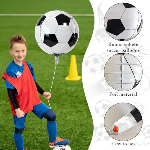6Pcs 22-Inch 4D Soccer Foil Balloons for Sports Theme Party Decor