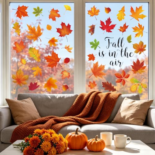 Fairooth 8 Sheets Autumn Fall Window Clings Reusable Thanksgiving Decor