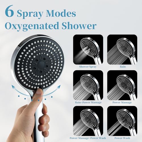 OFFO 6-Mode Handheld Shower Head - High Pressure & Chrome Finish