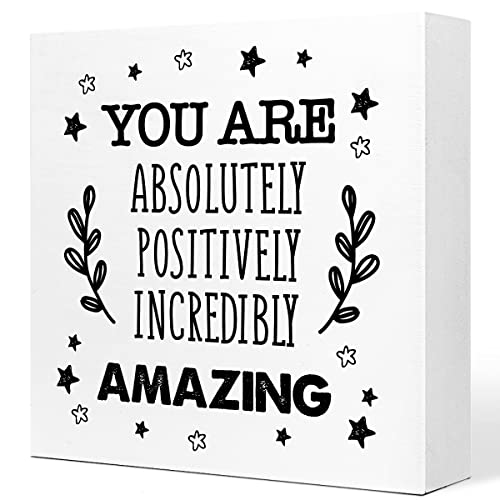 Inspirational Wooden Block Sign for Desk Decor - 5x5 Inches