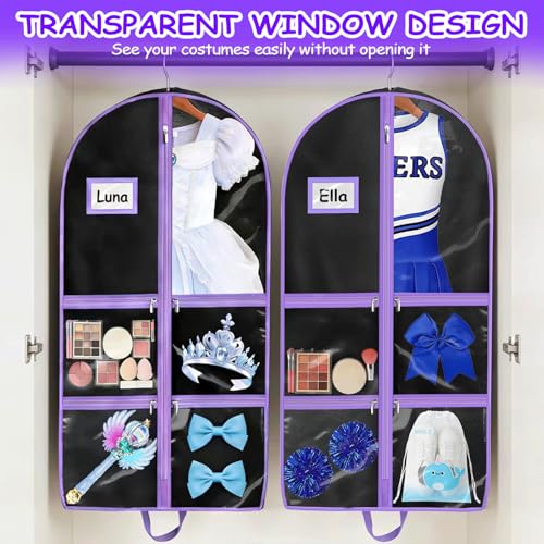 Dance Garment Bag 40 Inch with Clear Pockets & Shoe Pouches