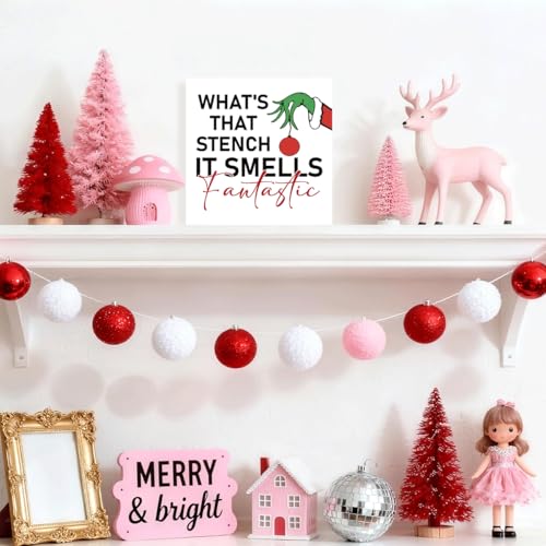 Funny Christmas Bathroom Wooden Box Sign - 5" x 5" Farmhouse Decor