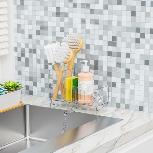 Yieach Clear Rustproof Kitchen Sponge Holder - Space Saving Caddy