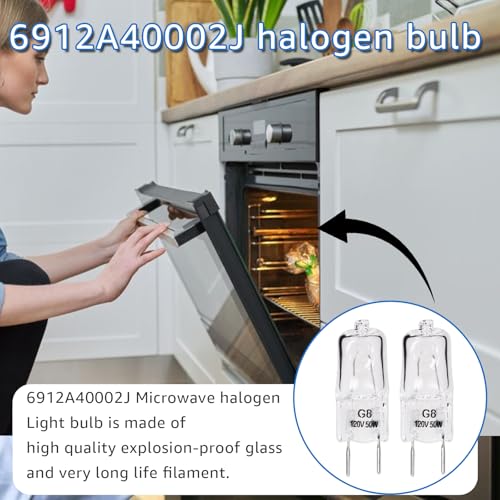 6912A40002J Microwave Halogen Light Bulb 120V 50W G8 (2 Pack Replacement)