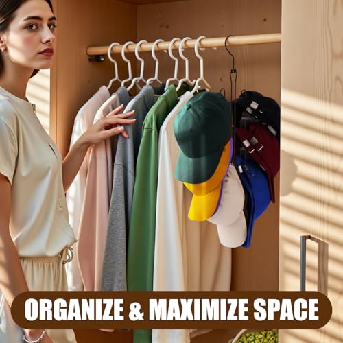 Ulimart Metal Hat Hanger - Rotatable Closet Hat Organizer, Black (2-Pack)