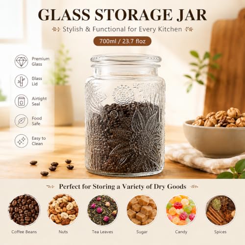 23.7oz Custde Airtight Glass Jar with Sunflower Design