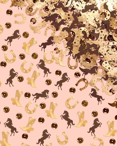 xo, Fetti Gold Western Confetti - 200pc Cowgirl Rodeo Party Table Decor