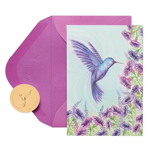 Purple Hummingbird Blank Greeting Cards Set with Envelopes - 14 Count