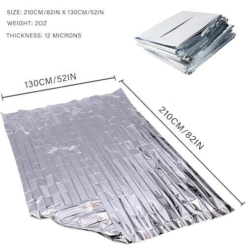 MIXIAO Emergency Thermal Mylar Foil Blanket - Silver, 6 Pack