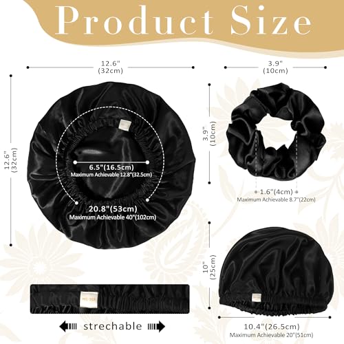 Satin Silk Hair Sleep Bonnet for Women Anti Frizz Night Cap