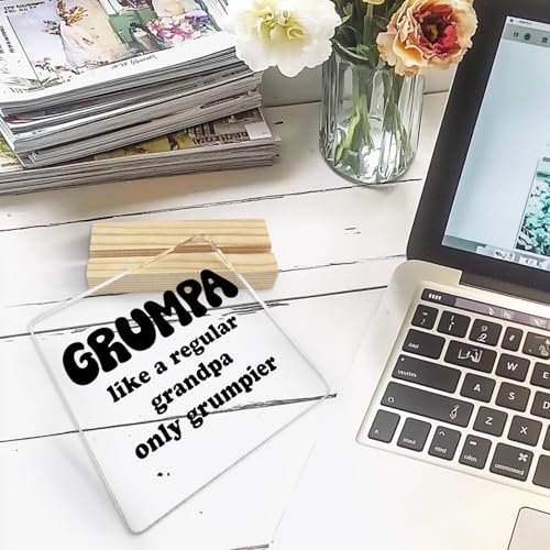 Funny Grandpa Acrylic Desk Sign - Grumpier Than Regular Grandpa Gift