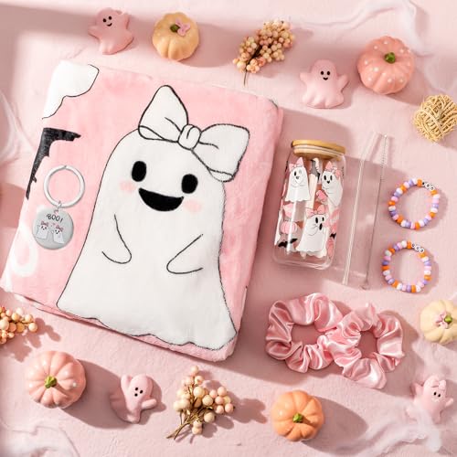 Halloween Ghost Gift Basket Set with Pink Boo Basket & Accessories