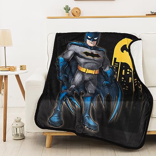 Northwest DC Batman Silk Touch Sherpa Throw Blanket ? 40 x 50 Inch, Answer The Call Design ? Batman Themed Gift for Fans