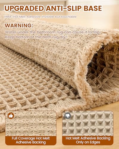 Smiry Waffle Bath Mat 30''x20'' - Extra Soft & Absorbent Brown Rug