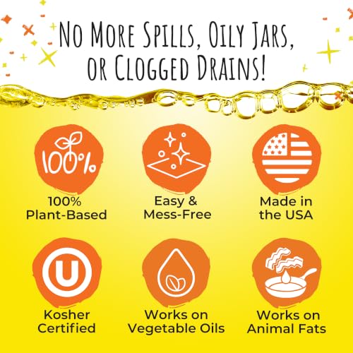 FryAway® Pan Fry Oil Solidifier Pack - 1 Packet per Pan, 4 Packets Total, Solidifies 8 Cups, Kitchen Grease Disposal, Shark Tank