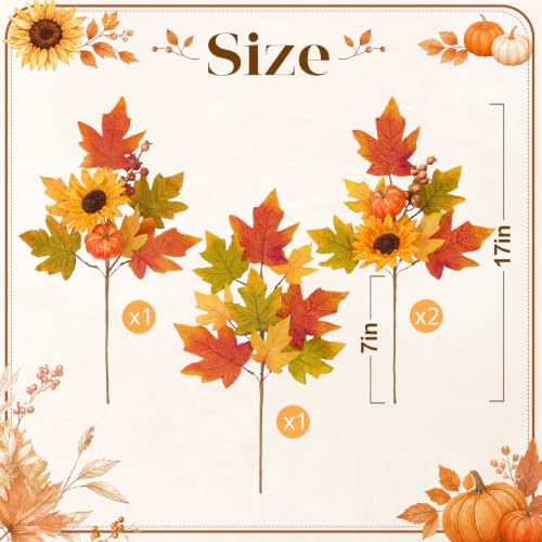 Fall Flowers Artificial Bouquet - Sunflower & Pumpkin Decor, 4PCS