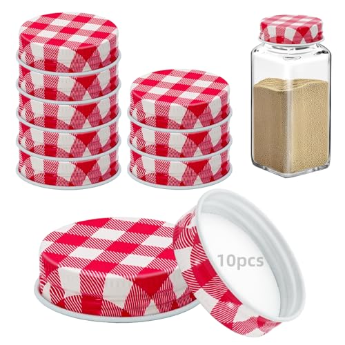 10 Pcs Iron Spice Jar Lids - Airtight Replacement Caps for 4 oz and 6 oz Square Jars
