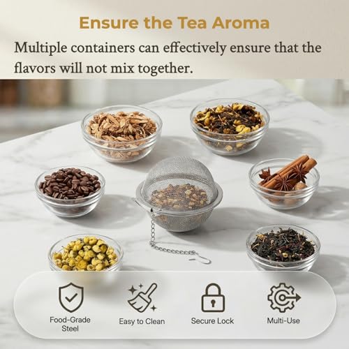 4-Piece 304 Stainless Steel Fine Mesh Tea Infuser Set with Long Chain