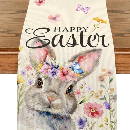 Easter Table Runner 13x72 Inch - Premium Linen Spring Decor
