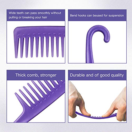 Wapodeai Wide Tooth Detangling Hair Comb for Curly and Thick Hair (Purple)