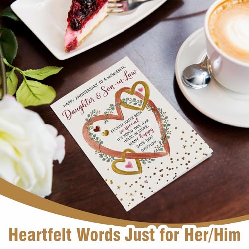Elegant Anniversary Card for Daughter & Son-in-Law - Heartfelt Design