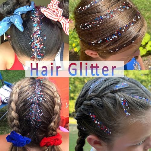 Miniling Patriotic Red White and Blue Body Glitter Gel - 4th of July Face and Hair Makeup