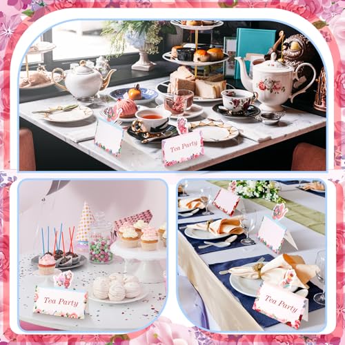 48 Pcs Tea Party Place Cards - Floral Decorations for Celebrations