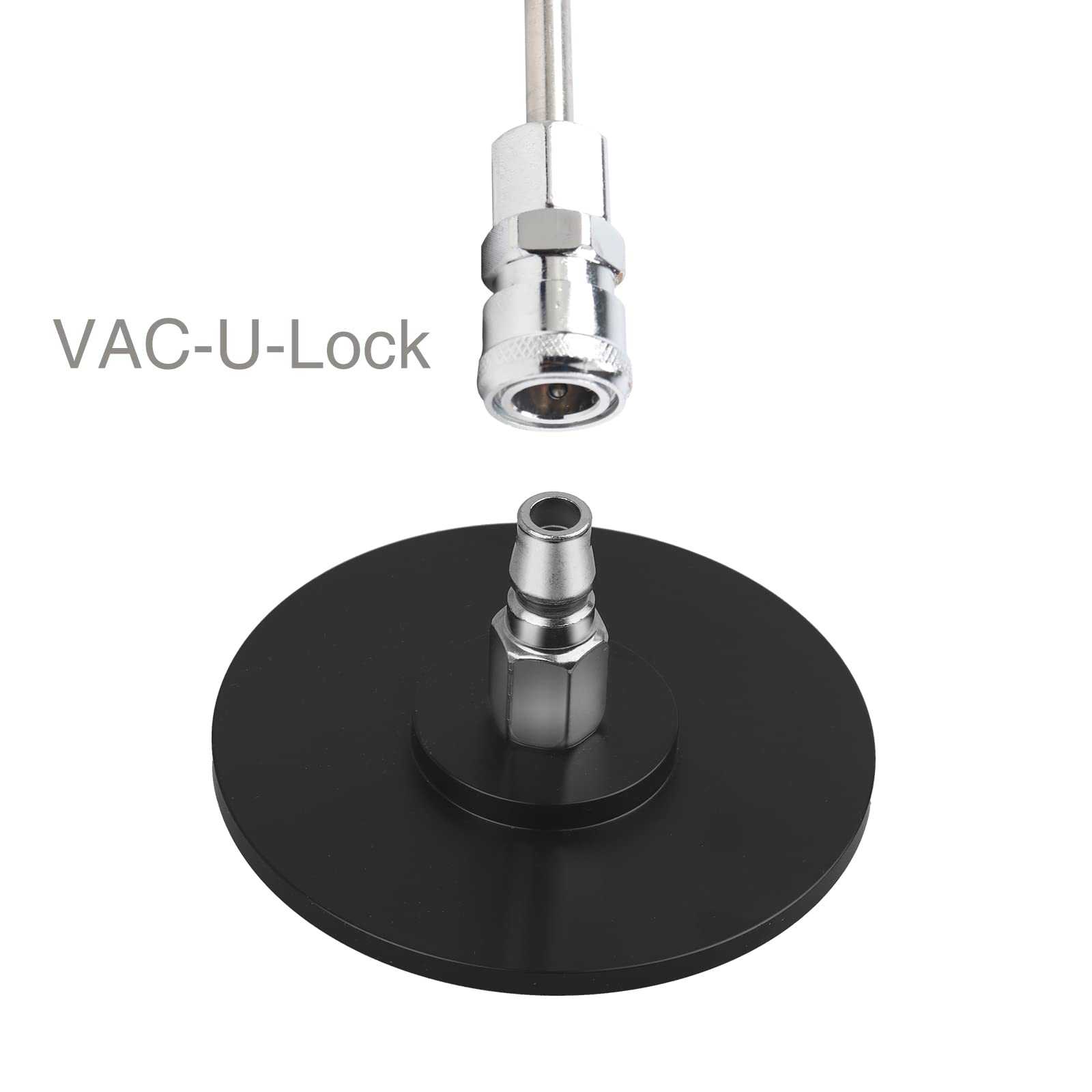 Suction Cup Adapter for Vac-U-Lock Machine, Stainless Steel Quick Air Connector Device Attachment, 4 Inch (Black)