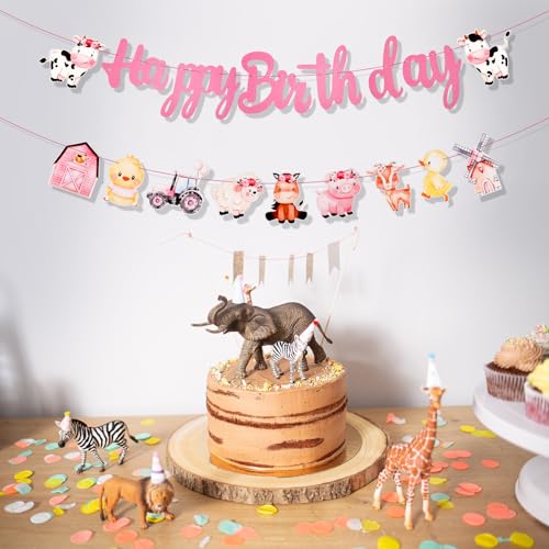 Farm Animal Birthday Banner Set - Pre-Strung Barnyard Decor