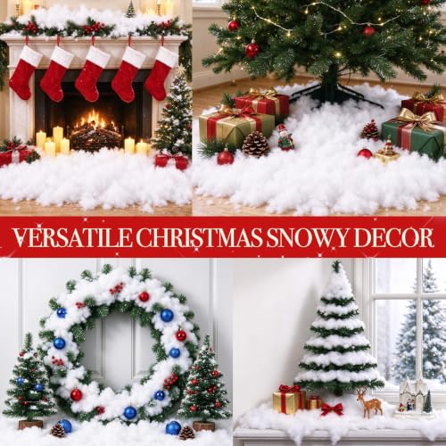 Fake Snow Decorations for Christmas - 30oz Fiber Snow Cotton Covering 90 Sqft