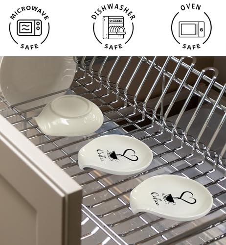 Ceramic Coffee Spoon Rest - Funny Coffee Bar Accessory (White-6)