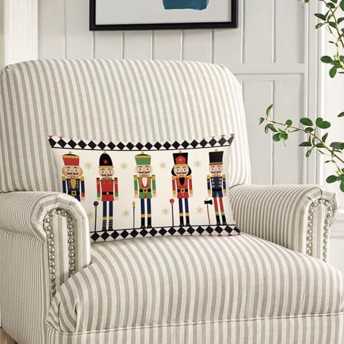 Christmas Nutcracker Lumbar Pillow Cover 12x20 Inch Winter Sofa Decor