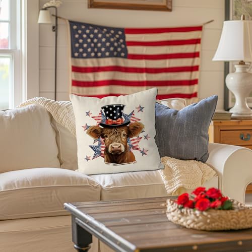 18x18 Inch American Patriotic Pillow Cover - 4th of July Throw Cushion