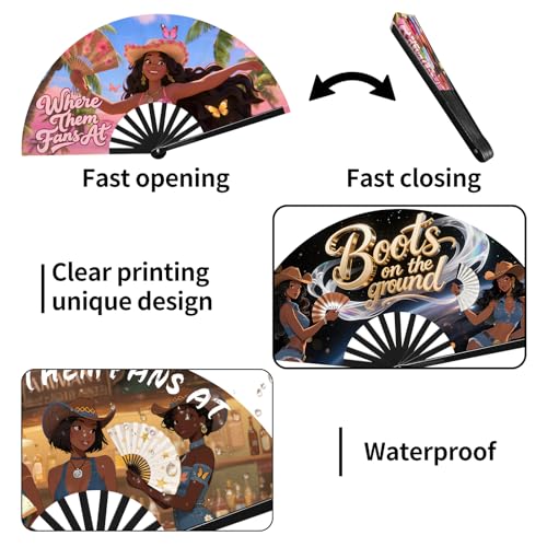 13-Inch Folding Dance Fan for Line Dancing, Festivals & Parties