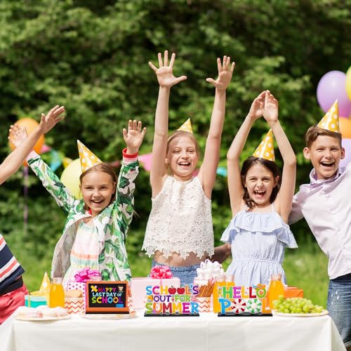 Haooryx Summer Wood Centerpieces - 3Pcs Last Day of School Decor