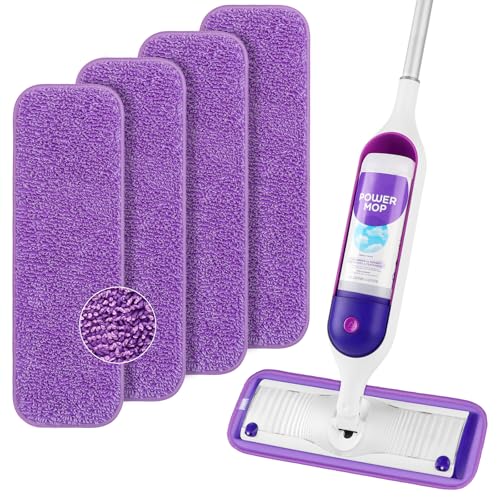 HOMEXCEL Microfiber Mop Pads for Swiffer PowerMop 4 Pack - Washable & Reusable
