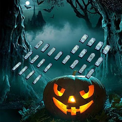 Halloween Press On Nails Long Square Matte Black Fake Nails Set