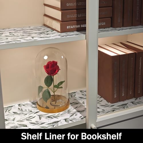 Amiitay Non-Slip Shelf Liner - 11.8" x 118.1" Leaf Pattern, Waterproof