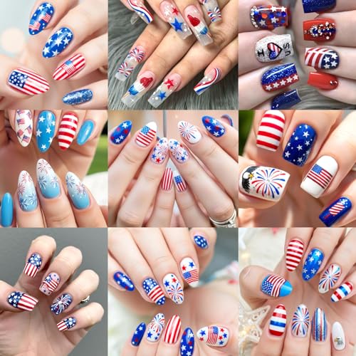 4th of July 3D Nail Art Stickers Self-Adhesive Patriotic Decals