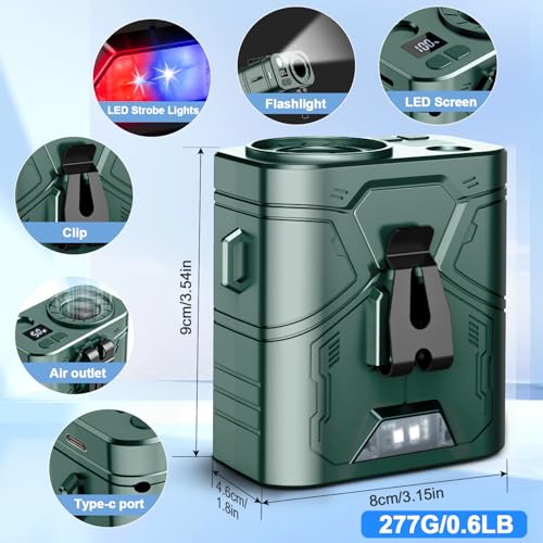 JTRYEMU 20000mAh Portable Waist Fan - Rechargeable, 5 Speeds, LED Light