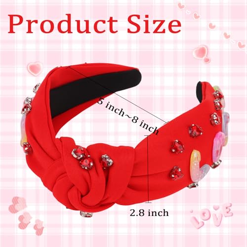 Amariver Red Rhinestone Love Knotted Valentine's Day Headband