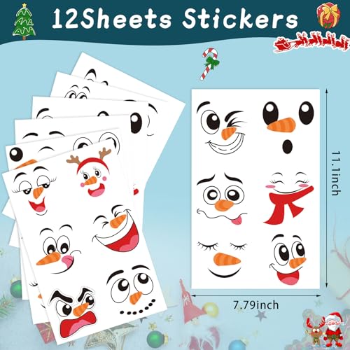 CCINEE 36pcs Christmas Snowman Face Stickers - Fun DIY Holiday Decor