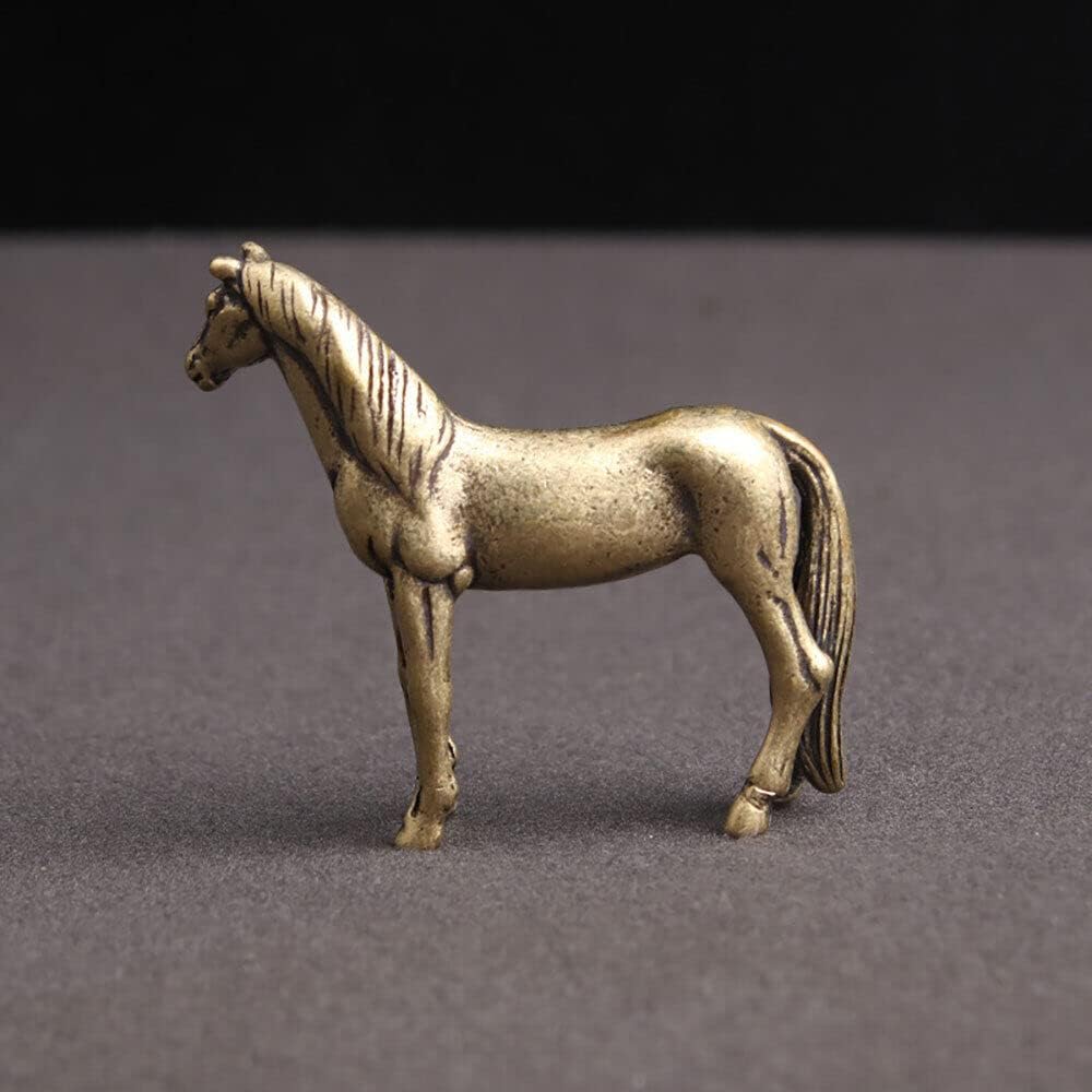 TEAMWILL Brass Horse Figurines - Elegant Animal Statues for Home or Office Décor | Small Size