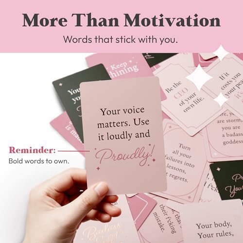 MindMint Bold Blush Affirmations for a Badass - 50 Self-Care Card Deck for Women