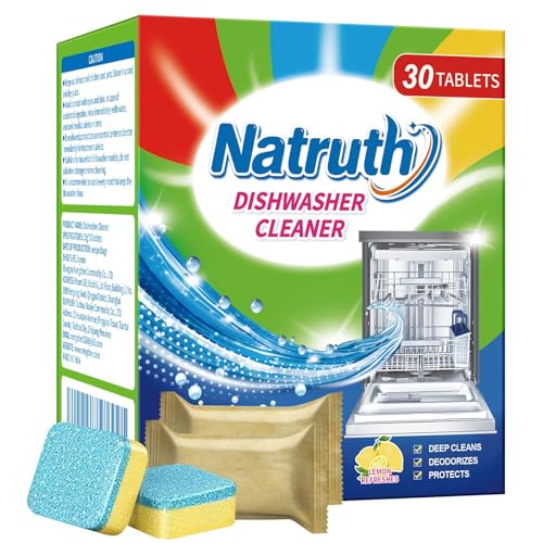 NATRUTH Lemon Dishwasher Cleaner Tablets - 30 Pack, Deep Cleaning & Odor Neutralizing
