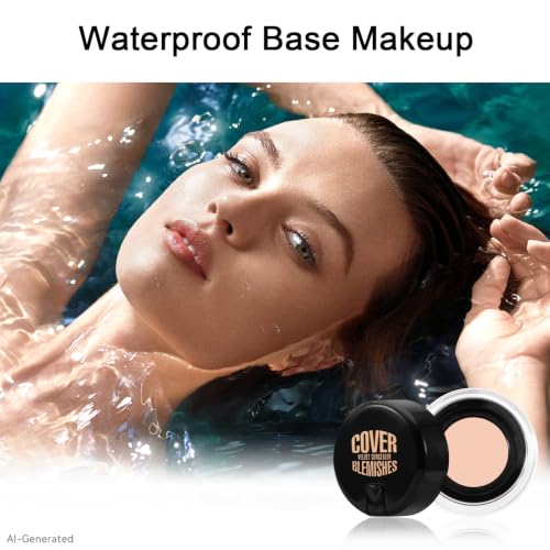 Waterproof Full Coverage Cream Foundation with Built-in Brush